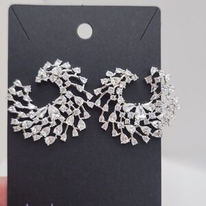 Sparkly Cubic Zirconia Cluster Swirl Statement Stud Earrings Prom Gala‎ Party
